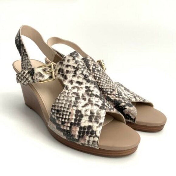 Cole Haan Sandals Women Size 8.5B Python Embossed Leather Open-toe Sling-back - Picture 11 of 11